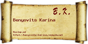 Benyovits Karina névjegykártya